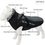 Ceket Kürk Yaka Kış Köpekler Giysileri Pet Su Geçirmez Büyük Köpek Ceket ile Çıkarılabilir Koşum Bulldog Pug Kıyafet | Köpek Montları ve ceketler (Yurt Dışından) - Gri