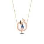 Çekirdek Jewelry 925 Ayar Gümüş Anne Bebek Kolye – Rose Altın Kaplama Zirkon Taşlı