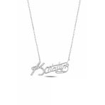 Çekirdek Jewelry 925 Ayar Gümüş Atatürk İmzalı Kolye Rodyum Kaplama Taşlı Model