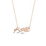 Çekirdek Jewelry 925 Ayar Gümüş Atatürk İmzalı Kolye Rose Kaplama Taşlı Model
