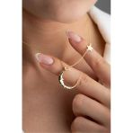 Çekirdek Jewelry 925 Ayar Gümüş Ay Ve Yıldız Taşlı Şık Kadın Kolye Sevgiliye Hediye