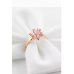 Çekirdek Jewelry 925 Ayar Gümüş Ayarlanabilir Pembe Taşlı Lotus Yüzük