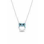 Çekirdek Jewelry 925 Ayar Gümüş Baykuş Kolye – Turkuaz Taşlı, Rodyum Kaplama, Şık Ve Zarif Kadın Kolyesi