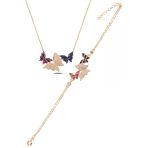 Çekirdek Jewelry 925 Ayar Gümüş Kelebek Kolye Ve Bileklik Set – Rose Kaplama Renkli Taşlı