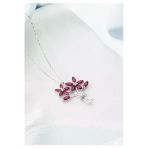 Çekirdek Jewelry 925 Ayar Gümüş Kırmızı Taşlı Buket Kolye