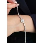 Çekirdek Jewelry 925 Ayar Gümüş Parlak Taşlı Kar Tanesi Figürlü Zarif Bileklik