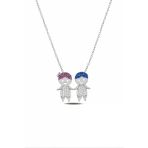 Çekirdek Jewelry 925 Ayar Gümüş Rodyum Kaplama Anne Çocuk Kolye – Zirkon Taşlı Figürlü Kolye