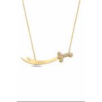 Çekirdek Jewelry 925 Ayar Gümüş Rodyum Kaplama Kılıç Figürlü Taşlı Kolye