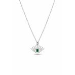 Çekirdek Jewelry 925 Ayar Gümüş Rodyum Kaplama Yeşil Taşlı Göz Kolye – Zarif Ve Modern Tasarım