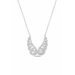 Çekirdek Jewelry 925 Ayar Gümüş Rodyum Kaplama Zirkon Taşlı Melek Kanadı Kolye – Baget Taşlı Şık Kadın Kolyesi