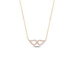 Çekirdek Jewelry 925 Ayar Gümüş Rose Kaplama Taşlı Melek Kanadı Kolye