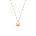 Çekirdek Jewelry 925 Ayar Gümüş Rose Kaplama Yeşil Taşlı Göz Kolye – Zarif Ve Modern Tasarım