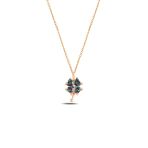 Çekirdek Jewelry 925 Ayar Gümüş Rose Mor Taşlı Yonca Kolye – Şans Sembolü Zarif Tasarım
