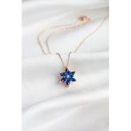 Çekirdek Jewelry 925 Ayar Gümüş Safir Taşlı Lotus Kolye