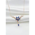 Çekirdek Jewelry 925 Ayar Gümüş Safir Taşlı Sarmaşık Kolye