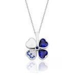 Çekirdek Jewelry 925 Ayar Gümüş Safir Taşlı Ters Yonca Kolye