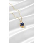Çekirdek Jewelry 925 Ayar Gümüş Safir Taşlı Yonca Kolye