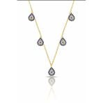 Çekirdek Jewelry 925 Ayar Gümüş Sarı Altın Kaplama Lacivert Taşlı Damla Kolye – Zarif Tasarım