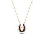 Çekirdek Jewelry 925 Ayar Gümüş Siyah Taşlı Melek Kanatlı Kalp Kolye – Zirkon Taşlı Şık Ve Zarif Kadın Kolye
