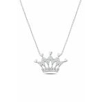 Çekirdek Jewelry 925 Ayar Gümüş Taşlı Taç Kolye Zirkon Taşlı Zarif Kraliçe Tacı Kolye
