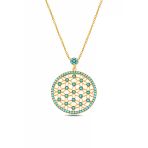 Çekirdek Jewelry 925 Ayar Gümüş Turkuaz Taşlı Yuvarlak Kolye Rodyum Kaplama