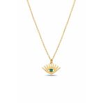 Çekirdek Jewelry 925 Ayar Gümüşgold Kaplama Yeşil Taşlı Göz Kolye – Zarif Ve Modern Tasarım