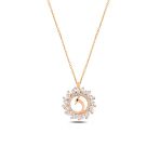 Çekirdek Jewelry Kadın Rose Gold Kolye Tavus Kuşu Figürlü Taşlı Şık Kolye Modeli 925 Ayar Gümüş