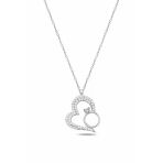Çekirdek Jewelry Kalp Ve Yüzük Figürlü Rodyum Kaplama Taşlı Gümüş Kolye | Zarif & Romantik Tasarım