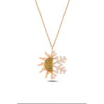 Çekirdek Jewelry Özel Tasarım Güneş Ve Kar Tanesi Figürlü Taşlı Kolye 925 Ayar Gümüş