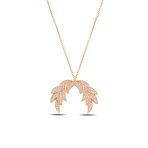 Çekirdek Jewelry Taşlı Kanat Figürlü Rodyum Gümüş Kolye | Kadın Takı
