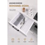 Çekmece İçi Bıçaklık Organizer Bölmeli Mutfak Düzenleyici Gri S-11029