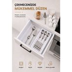 Çekmece İçi Kaşıklık Organizer Bölmeli Mutfak Düzenleyici Beyaz S-11030