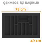 Çekmece İçi Kaşıklık ve Kepçelik Düzenleyici – Antrasit 78x49 cm (69x40 cm Kadar Kesilebilir)