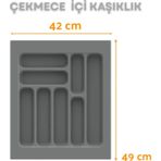 Çekmece İçi Kaşıklık Ve Kepçelik Düzenleyici Gri 42x49 Cm 36,5x40 Cm Kadar Kesilebilir Gri