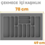Çekmece İçi Kaşıklık ve Kepçelik Düzenleyici – Gri 78x49 cm (78,5x40 cm Kadar Kesilebilir)