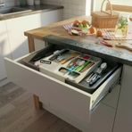 Çekmece İçi Sürgülü Çatal Kaşık Bıçaklık Organizeri - Genişleyebilir Modüler Mutfak Düzenleyici (Açık 55 Cm, Kapalı 34 Cm) - Gri Renk
