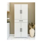 Çekmeceli Dolap 4 Kapaklı Çok Amaçlı Kiler Mutfak Banyo Parlak Beyaz 70x177 Cm