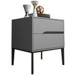 Çekmeceli Masif Ahşap Komidin - Yatak Odası için Modern Gri Saklama Dolabı - Yükseltilmiş Metal Ayaklı Küçük Yan Sehpa - 50x40x50cm