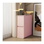 Çekmeceli Şifonyer Modern Pembe Suni Deri Kaplamalı Başucu Sehpası Ultra Dar Ahşap Gece Sehpası Oturma Odası Yatak Odası Sehpaları 2 Çekmeceli Sehpa, U35xD40xY50cm,L35xD40xH50cm