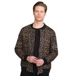 Cekmon Erkek Desenli Fermuarlı Astarlı Pilot Bomber İnce Ceket Mont LEOPAR XL