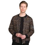 Cekmon Erkek Desenli Fermuarlı Astarlı Pilot Bomber İnce Ceket Mont LEOPAR XXL