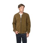 CEKMON Erkek Kadife Ve Polar Laminasyon Kumaşlı Çift Fermuarlı İçi Astarsız Bomber Mont HARDAL 3XL