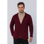 CEKMON Erkek Regular Fit Çok Cepli Düğmeli Astarsız Örme Blazer Rahat Ceket BORDO XXL