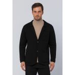 CEKMON Erkek Regular Fit Çok Cepli Düğmeli Astarsız Örme Blazer Rahat Ceket SİYAH XXL