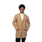 Cekmon Erkek Regular Fit Düğmeli Cepli Örme Uzun Triko Hırka CAMEL XXL