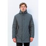 Cekmon Erkek Regular Fit Kapüşonlu Fermuarlı Çok Cepli Kışlık Klasik Mont - 3XL - Koyu Antrasit