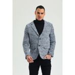 Cekmon Erkek Slim Fit Çok Cepli Düğmeli Astarsız Örme Blazer Rahat Ceket - M - Beyaz - Siyah