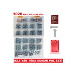 CEKSAN M2.5 Vida-somun-pul Seti Ysb 1020 Parça Metrik 2.5mm Boy:6-8-10-12-16-20-25-30mm Organizer Kutulu