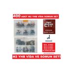 CEKSAN M2 Vida-somun Seti Yhb 400 Parça Havşa Başlı Çap: 2mm Boy:6-10-15-20mm --- Organizer Kutulu Set