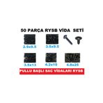 CEKSAN Sac Vidası Rysb Pullu Başlı Vida Seti 50 Parça Farklı Ölçülerde